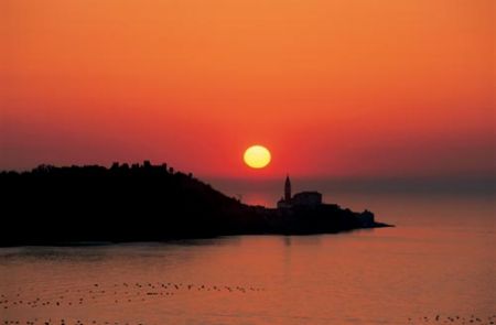 Sunset over Piran, Adriatic Coast, Slovenia